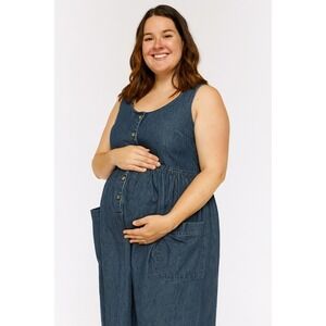 Jeanette Maternities By Fran Kiernan Denim Dress Blue Womens‎ Size 12 Cotton